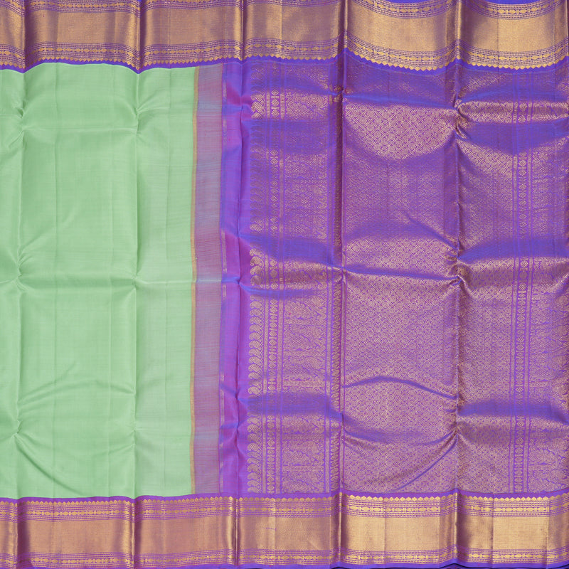 Hayagrivas Handloom Pista Green Kanjivaram Silk Saree with Purple Border KSBF662G7-1