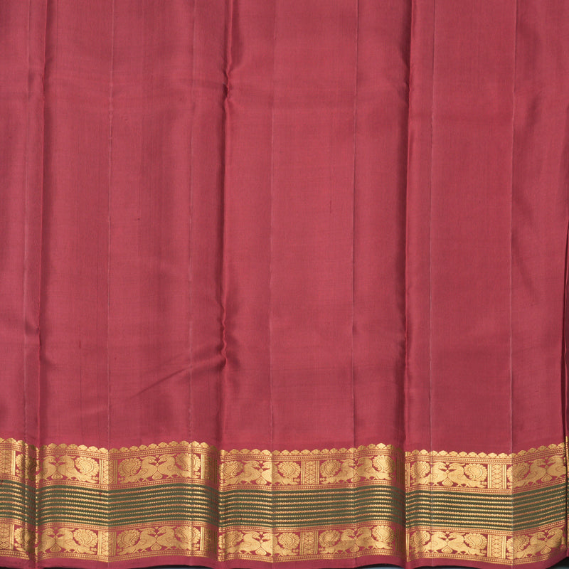 Hayagrivas Handloom Bright Teal Kanjivaram Silk Saree with Maroon Border KSBF662G7-2