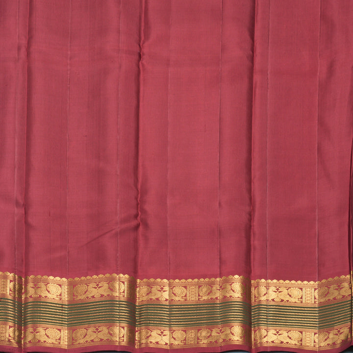 Hayagrivas Handloom Bright Teal Kanjivaram Silk Saree with Maroon Border KSBF662G7-2