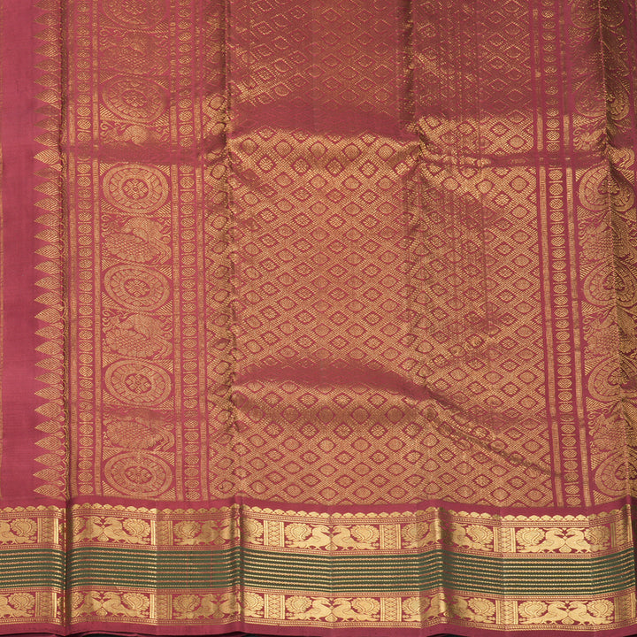 Hayagrivas Handloom Bright Teal Kanjivaram Silk Saree with Maroon Border KSBF662G7-2
