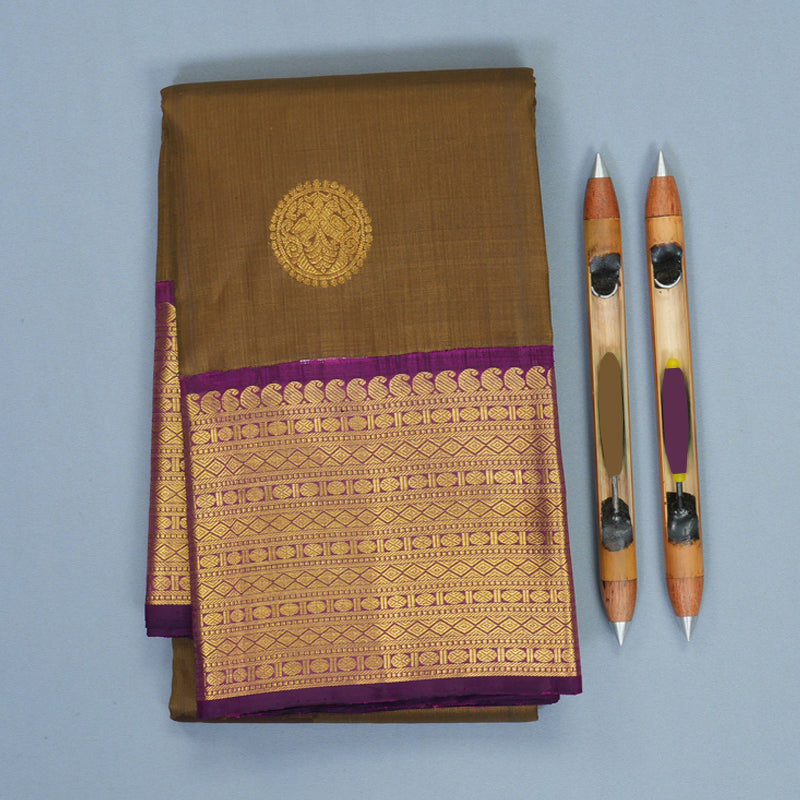 Hayagrivas Handloom Dry Mehandi Green Kanjivaram Silk Saree with Vadamalli Border KSBE662G8-14
