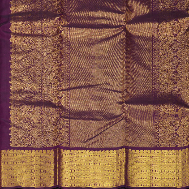Hayagrivas Handloom Dry Mehandi Green Kanjivaram Silk Saree with Vadamalli Border KSBE662G8-14