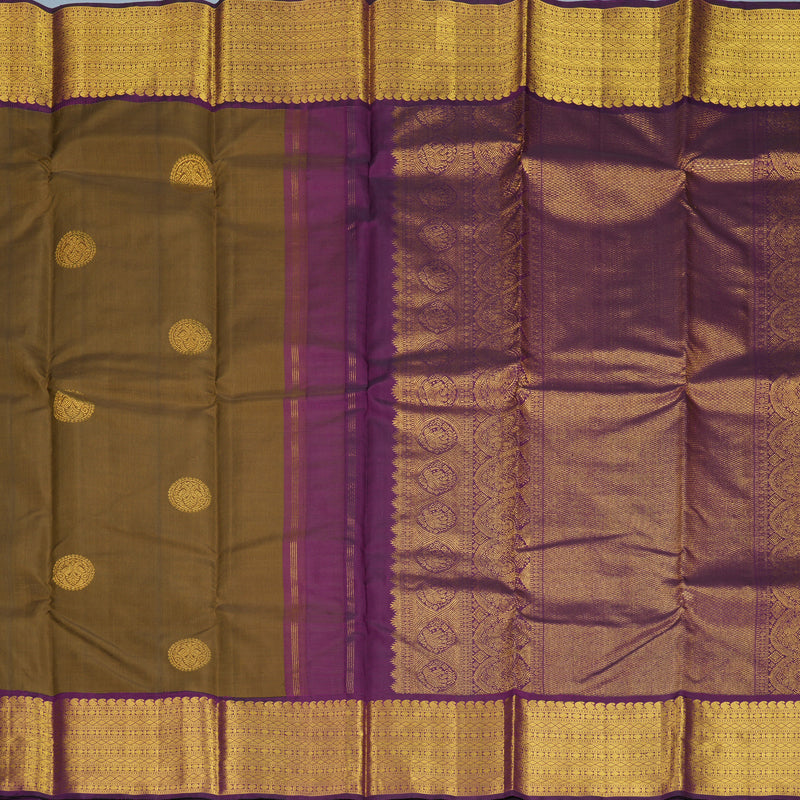 Hayagrivas Handloom Dry Mehandi Green Kanjivaram Silk Saree with Vadamalli Border KSBE662G8-14