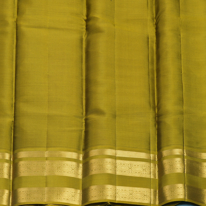 Hayagrivas Handloom Dark Maroon Kanjivaram Silk Saree with Olive Green Border KSBF709G1-13