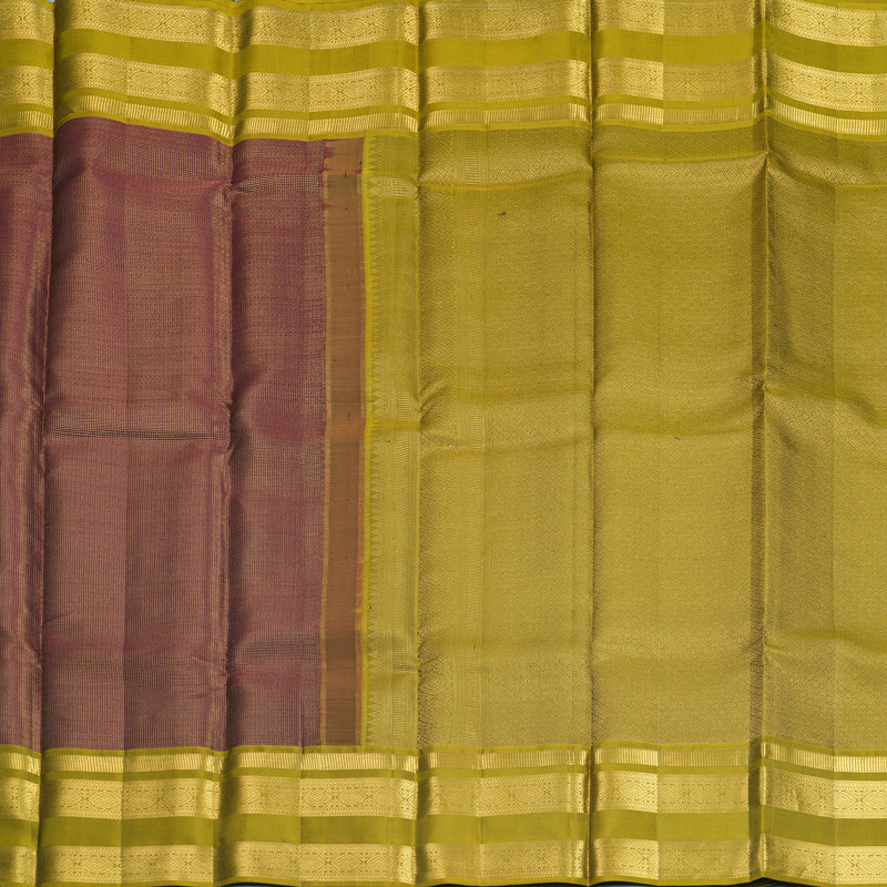 Hayagrivas Handloom Dark Maroon Kanjivaram Silk Saree with Olive Green Border KSBF709G1-13