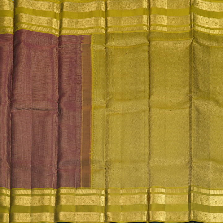 Hayagrivas Handloom Dark Maroon Kanjivaram Silk Saree with Olive Green Border KSBF709G1-13