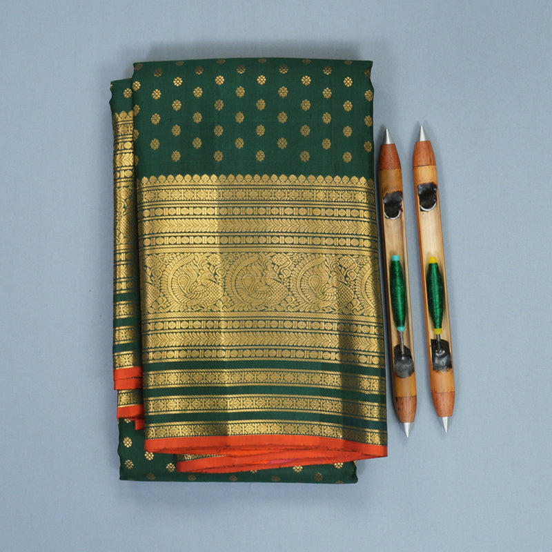 Hayagrivas Handloom Bottle Green Kanjivaram Silk Saree KSBF709G3-6