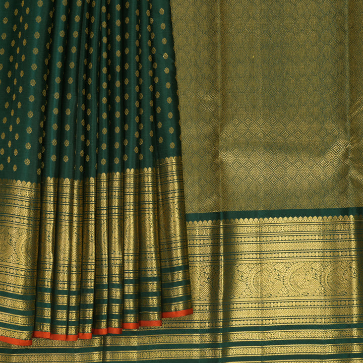 Hayagrivas Handloom Bottle Green Kanjivaram Silk Saree KSBF709G3-6