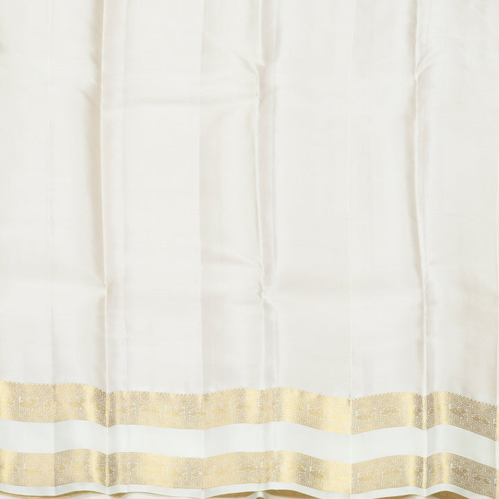 Hayagrivas Handloom Mustard Yellow Kanjivaram Silk Saree with Milk-White Border KSBF709G5-3