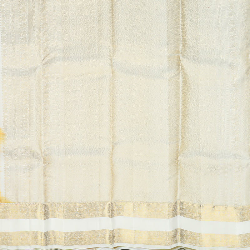 Hayagrivas Handloom Mustard Yellow Kanjivaram Silk Saree with Milk-White Border KSBF709G5-3