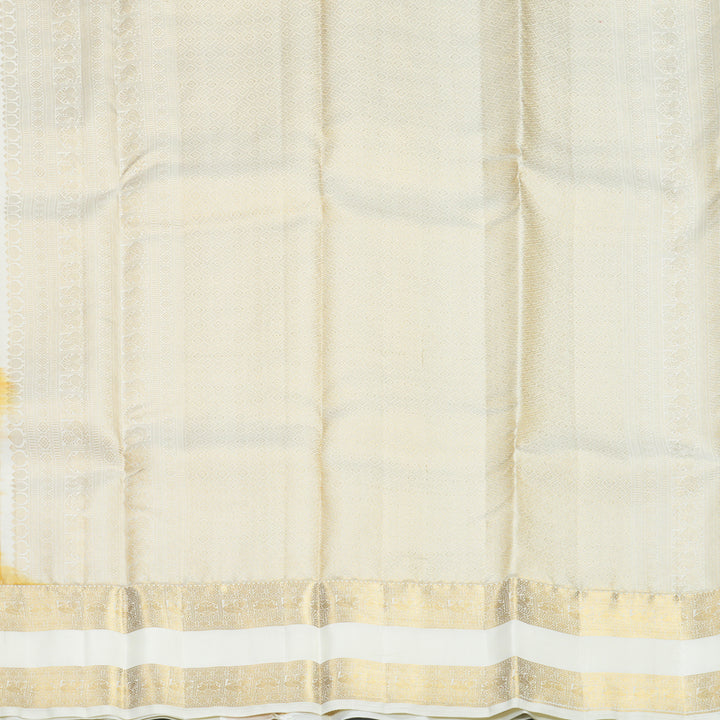 Hayagrivas Handloom Mustard Yellow Kanjivaram Silk Saree with Milk-White Border KSBF709G5-3