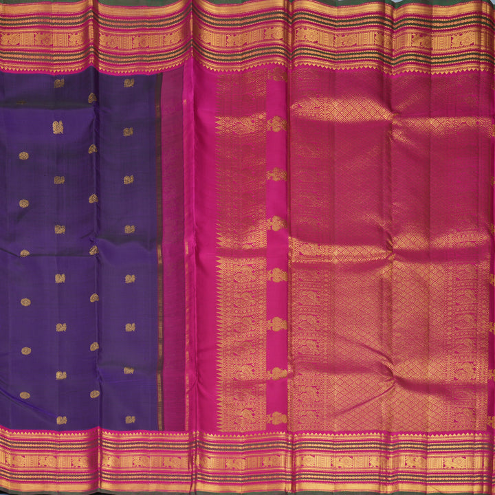 Hayagrivas Handloom Purple Kanjivaram Silk Saree with Pink Border KSBE710G4-1