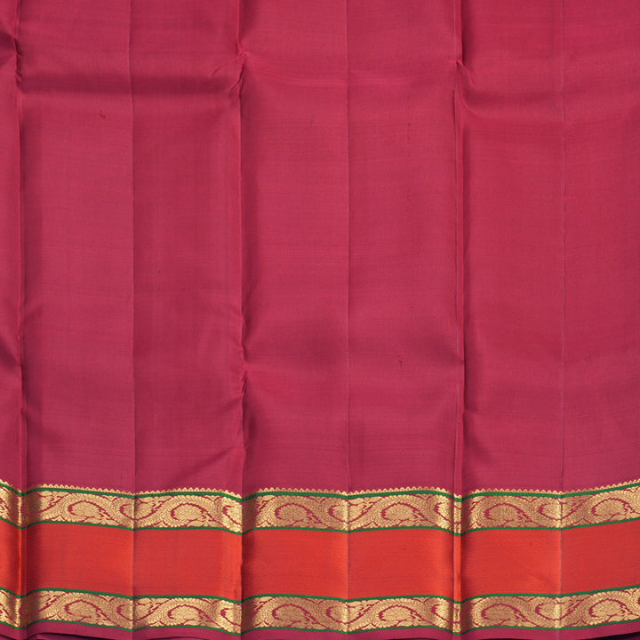 Hayagrivas Handloom Sunset Orange Kanjivaram Silk Saree with Red Border KSBF716G9-5