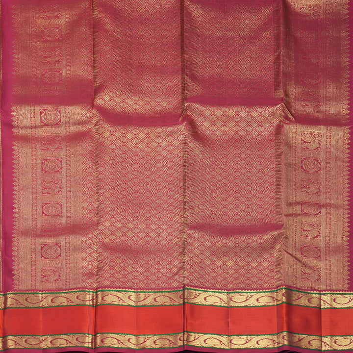Hayagrivas Handloom Sunset Orange Kanjivaram Silk Saree with Red Border KSBF716G9-5