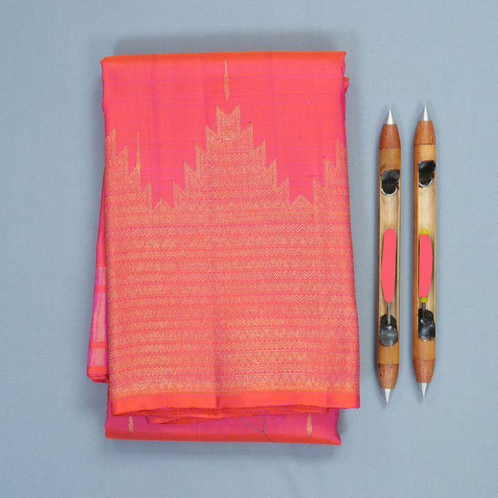 Hayagrivas Handloom Orangish-Pink Kanjivaram Silk Saree KSBF716G9-6