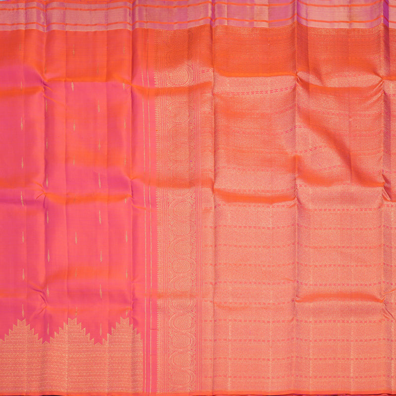 Hayagrivas Handloom Orangish-Pink Kanjivaram Silk Saree KSBF716G9-6