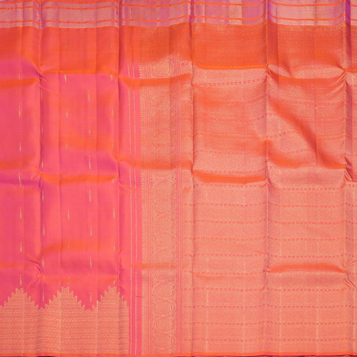 Hayagrivas Handloom Orangish-Pink Kanjivaram Silk Saree KSBF716G9-6