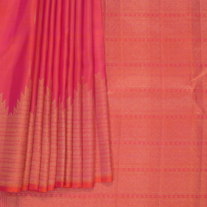 Hayagrivas Handloom Orangish-Pink Kanjivaram Silk Saree KSBF716G9-6