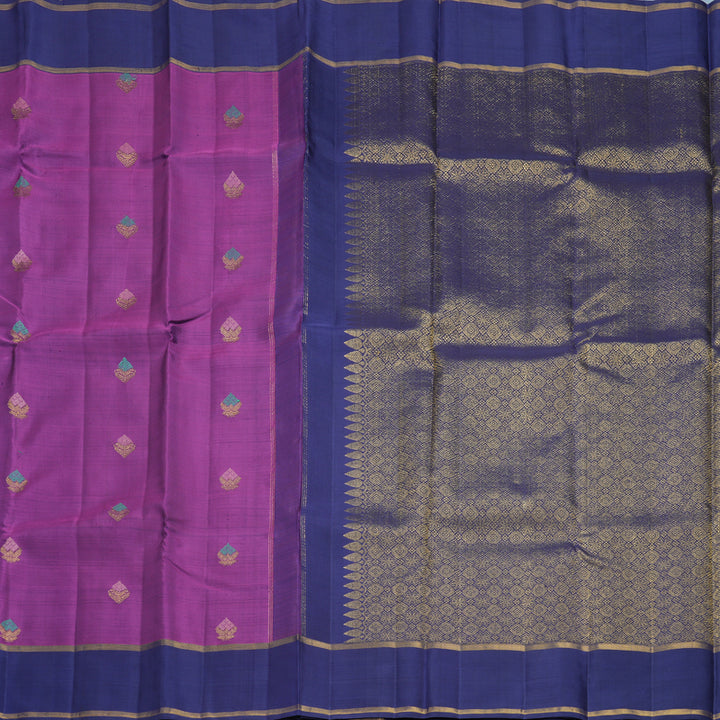 Hayagrivas Handloom Purple Kanjivaram Silk Saree with Navy Blue Border KSBF717G3-4
