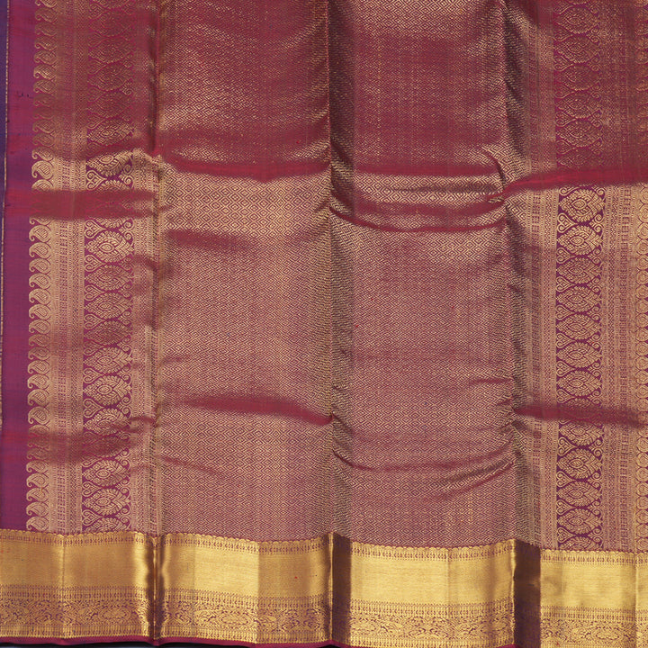 Hayagrivas Handloom Dark Blue Kanjivaram Silk Saree with Wine Maroon Border KBF770H9-2