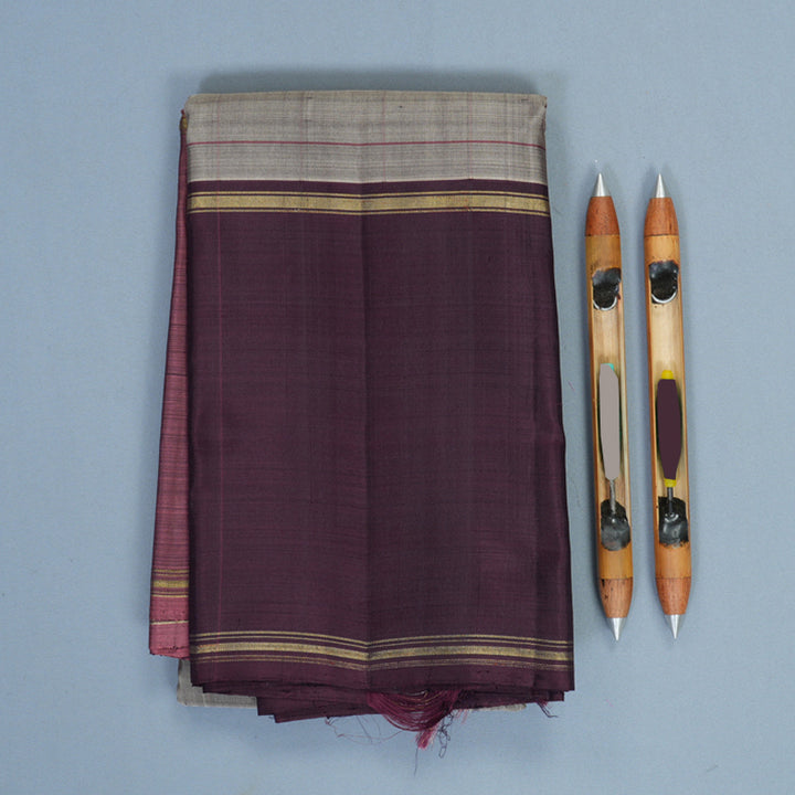 Hayagrivas Handloom Grey Kanjivaram Silk Saree with Ganga Jamuna Border KSBF854H4-1