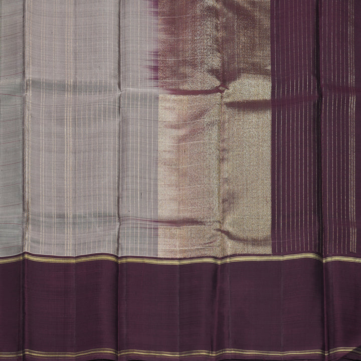 Hayagrivas Handloom Grey Kanjivaram Silk Saree with Ganga Jamuna Border KSBF854H4-1