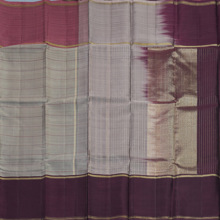 Hayagrivas Handloom Grey Kanjivaram Silk Saree with Ganga Jamuna Border KSBF854H4-1