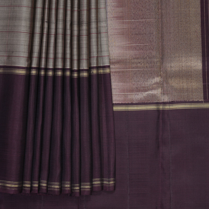 Hayagrivas Handloom Grey Kanjivaram Silk Saree with Ganga Jamuna Border KSBF854H4-1