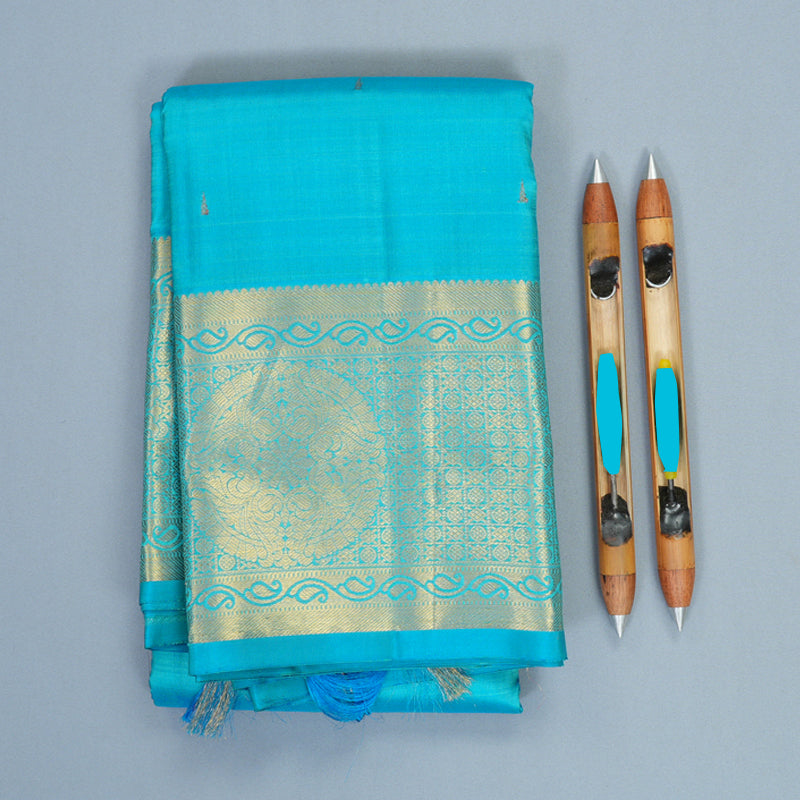 Hayagrivas Handloom Sky Blue Kanjivaram Silk Saree KSBF857H6-2