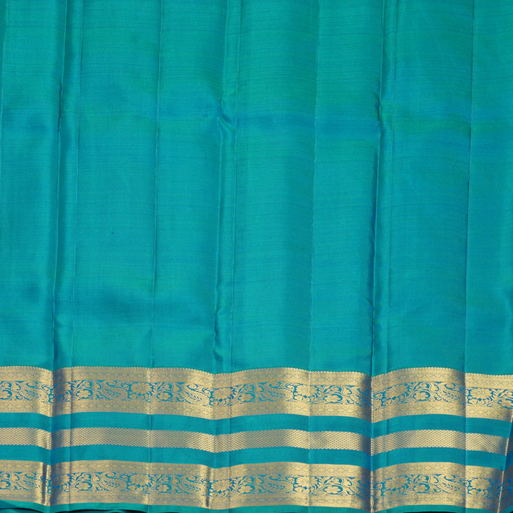 Hayagrivas Handloom Dual Tone (Light Green &amp; Blue) Kanjivaram Silk Saree with Peacock Green Border KSBF857H8-1