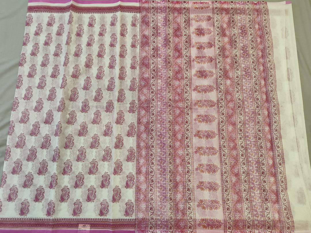 Hayagrivas White Kota Cotton Saree KBF323E2-15