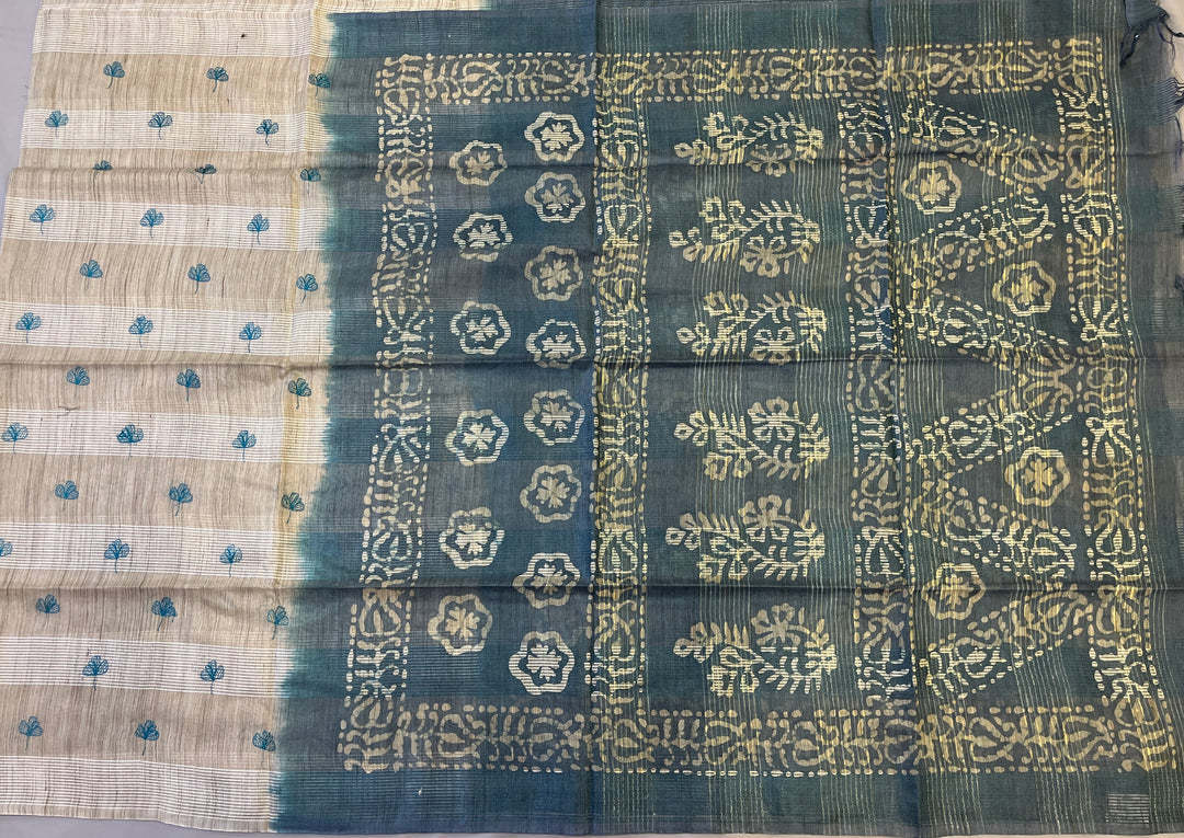 Hayagrivas Beige Semi Tussar Saree SSCBF68E8-4
