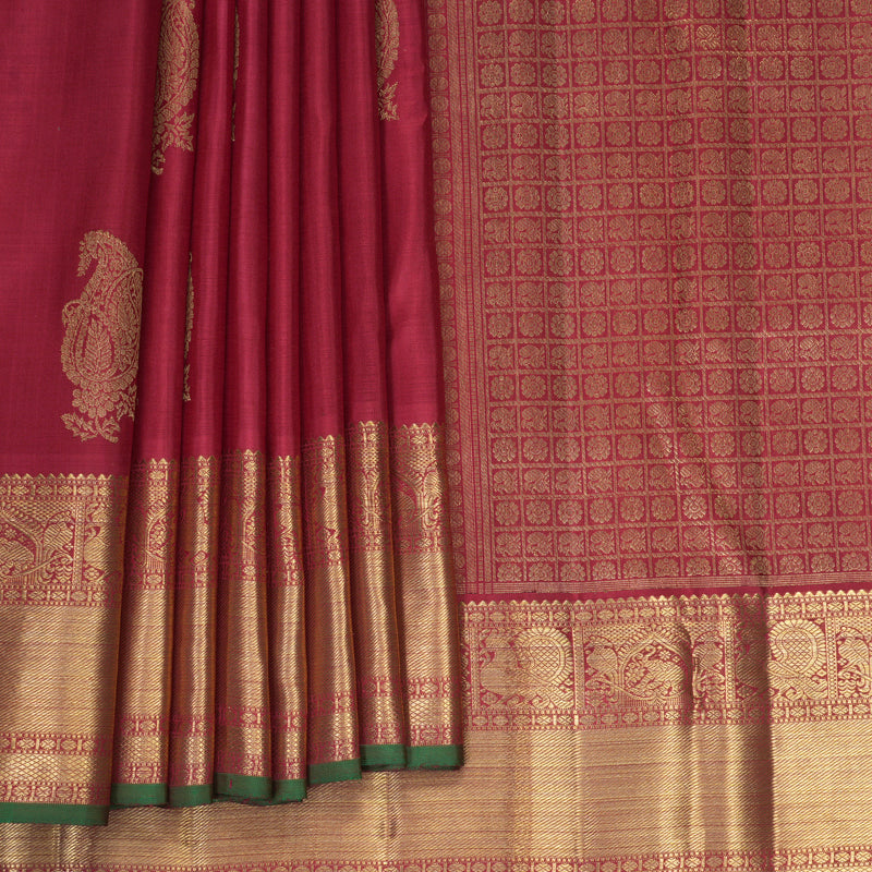 Hayagrivas Handloom Maroon Ten Yards Silk Saree SSBFL392J1-1-BF392-SBS
