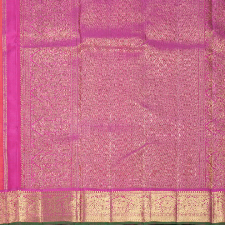 Hayagrivas Handloom Orange Kanjivaram Silk Saree with Rani Pink Border SSBFL393J1-1-BF393-SBS