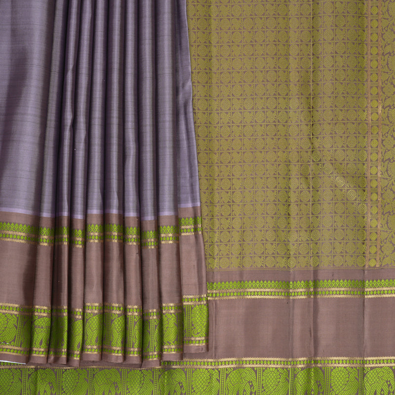 Hayagrivas Handloom Lavender Kanjivaram Silk Saree with Light Brown Border SSBFL397J1-1-BF397-SBS