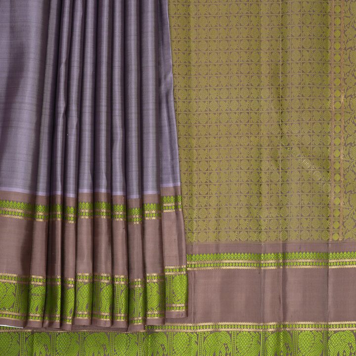 Hayagrivas Handloom Lavender Kanjivaram Silk Saree with Light Brown Border SSBFL397J1-1-BF397-SBS