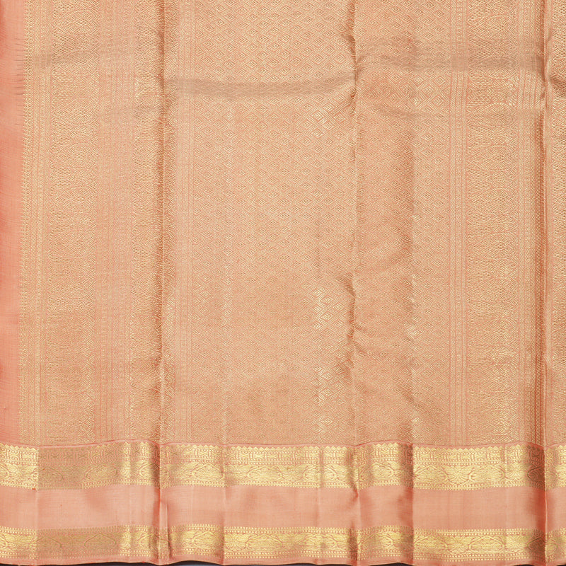 Hayagrivas Handloom Rustic Purple Kanjivaram Silk Saree with Peach Orange Border SSBFL399J1-1-BF399-SBS