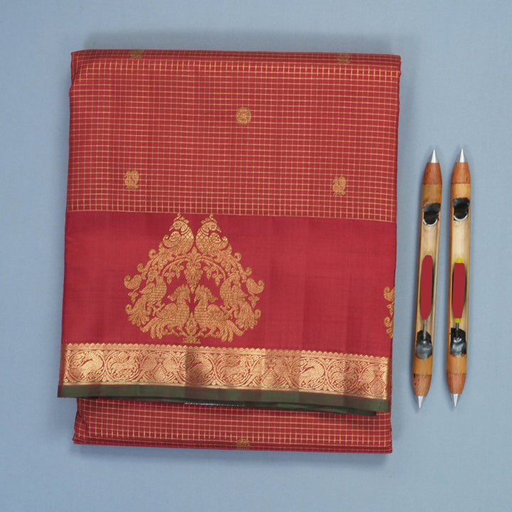 Hayagrivas Handloom Maroon Ten Yards Silk Saree SSBFL401J1-1-BF401-SBS