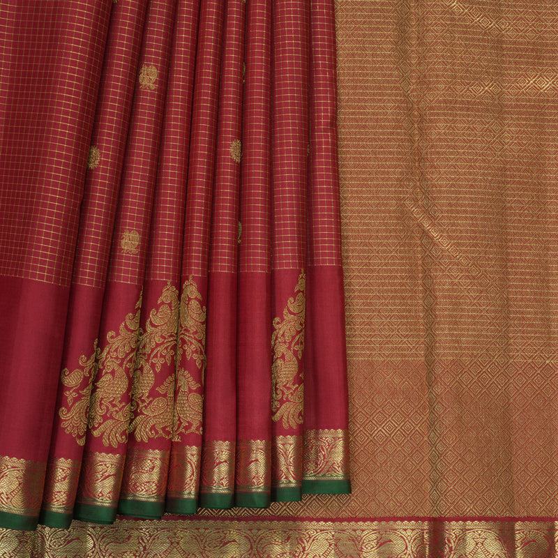 Hayagrivas Handloom Maroon Ten Yards Silk Saree SSBFL401J1-1-BF401-SBS