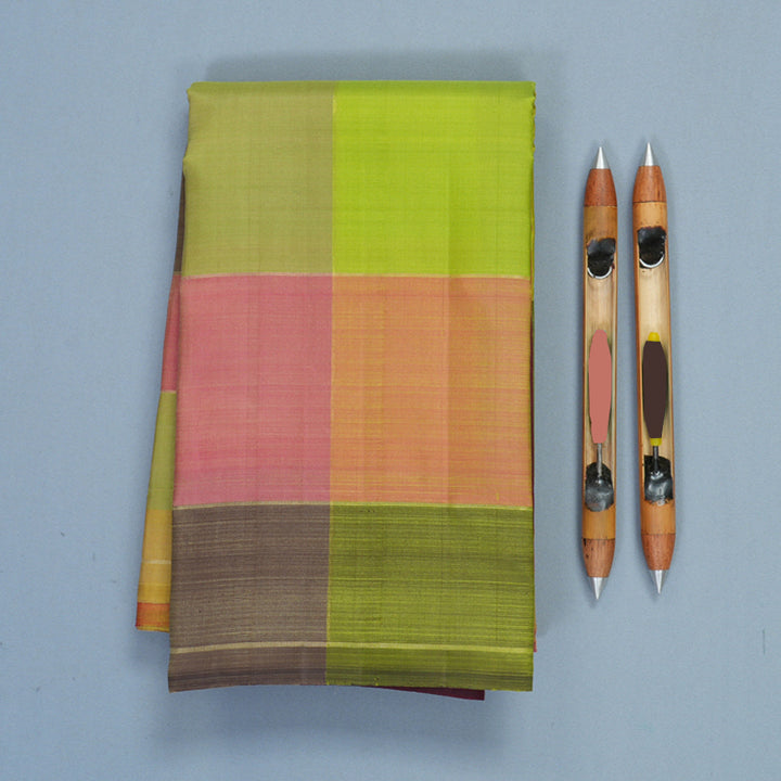 Hayagrivas Handloom Multicolour Checks Kanjivaram Silk Saree SSBFL403J1-1-BF403-SBS