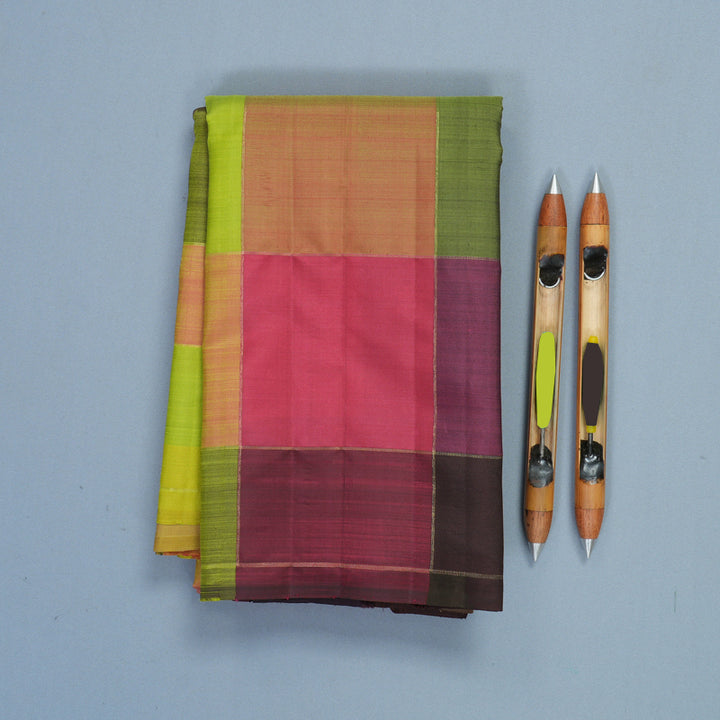 Hayagrivas Handloom Multicolour Checks Kanjivaram Silk Saree SSBFL404J1-1-BF404-SBS