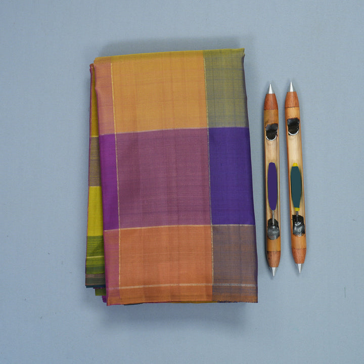 Hayagrivas Handloom Multicolour Checks Kanjivaram Silk Saree SSBFL415J1-1-BF415-SBS