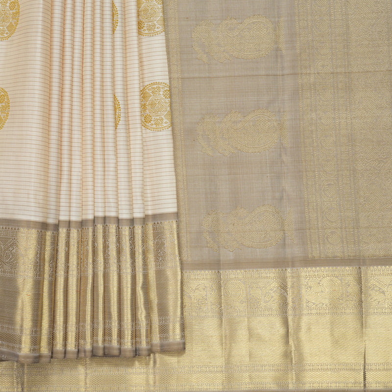 Hayagrivas Handloom Sandal Kanjivaram Silk Saree with Greige Border SSCBF406J1-1-BF406-SBS
