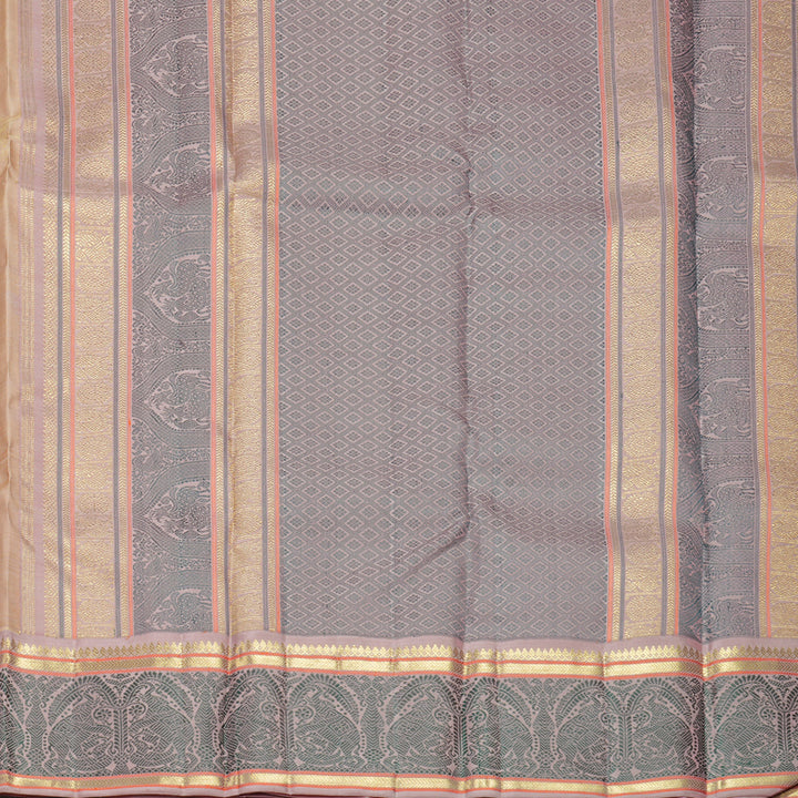 Hayagrivas Handloom Pale Yellow Kanjivaram Silk Saree with Onion Pink Border SSBFL407J1-1-BF407-SBS