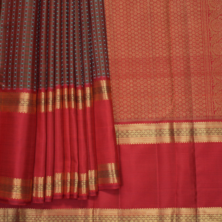 Hayagrivas Handloom Manthalir Kanjivaram Silk Saree with Red Border SSBFL408J1-1-BF408-SBS