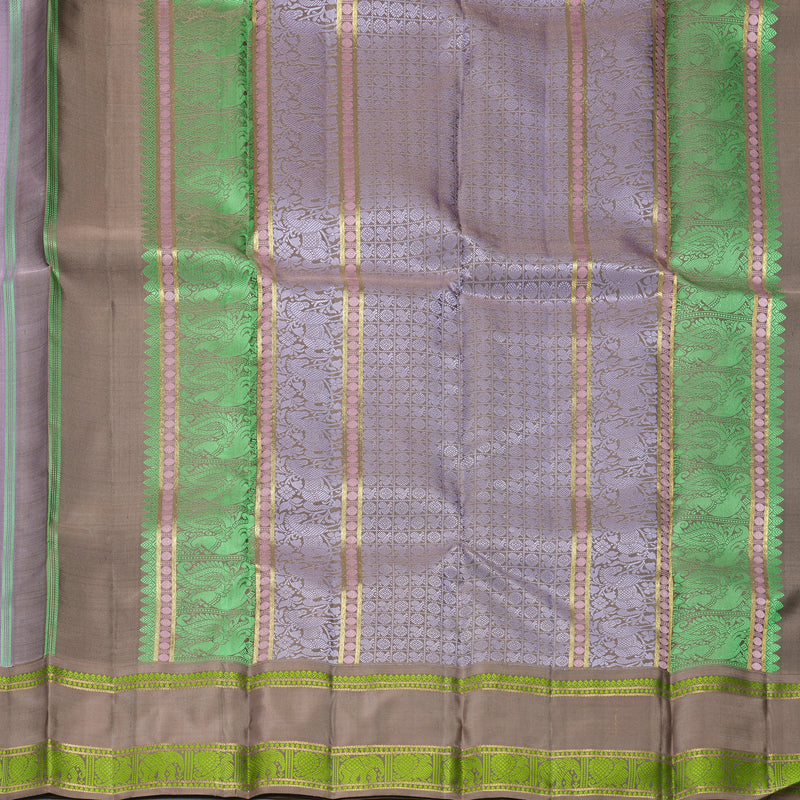 Hayagrivas Handloom Lavender Kanjivaram Silk Saree with Light Brown Border SSBFL409J1-1-BF409-SBS