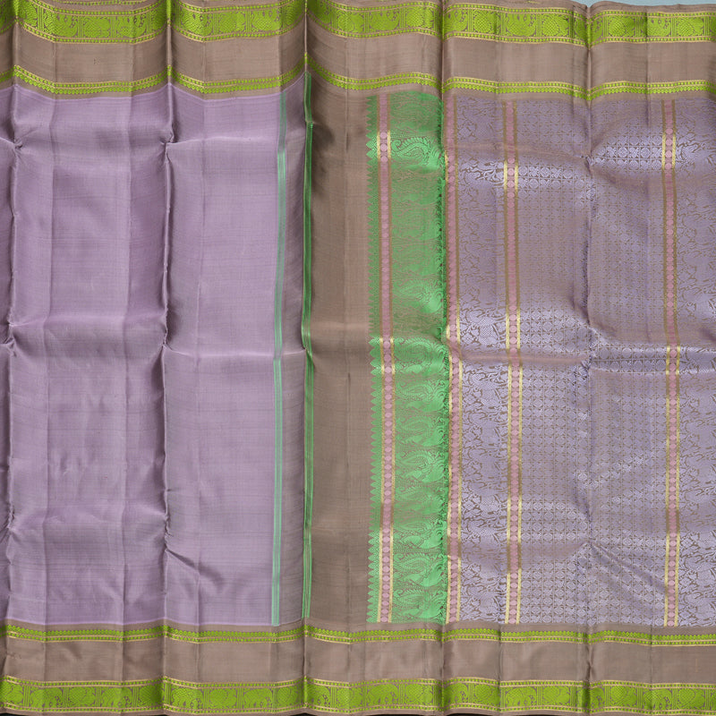 Hayagrivas Handloom Lavender Kanjivaram Silk Saree with Light Brown Border SSBFL409J1-1-BF409-SBS