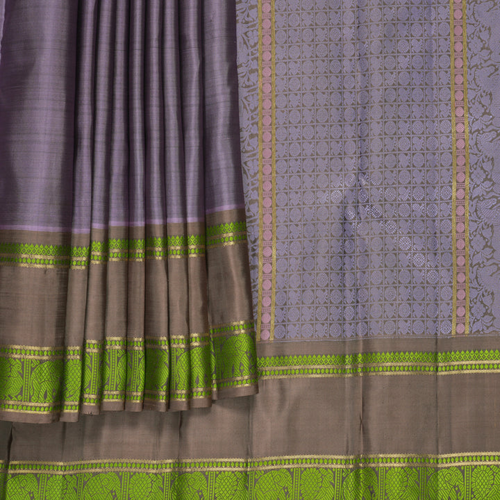 Hayagrivas Handloom Lavender Kanjivaram Silk Saree with Light Brown Border SSBFL409J1-1-BF409-SBS