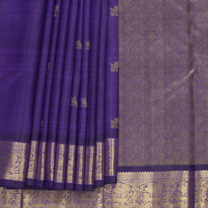 Hayagrivas Handloom Purplish-Blue Kanjivaram Silk Saree SSBFL421J1-1-BF421-SBS