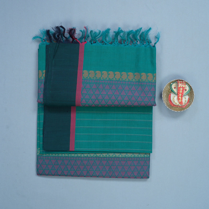 Hayagrivas Teal Handloom Kanchi Cotton Saree SSCBF103F11-1